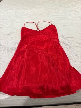 Red Satin Backless Slip Dress /Nightgown - Women Intimates
